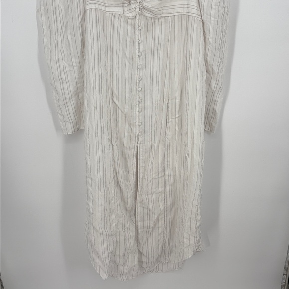 Free People Luna Button Down Pin Stripe Puff Long Sleeve Maxi Top XL - Picture 7 of 12